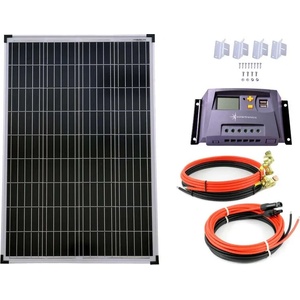 Solartronic Комплект соларна система 1x100W поликристален соларен панел, соларен модул 20A контролер за зареждане жълт кабел за монтажна скоба (SET-100P-20A-KA-WI)