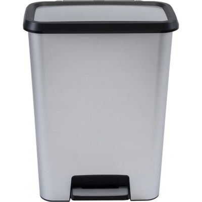 Curver Odpadkový kôš, pedálový, hranatý, 50 l, "Compatta", čierno-strieborná