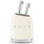 Smeg Комплект ножове със стойка smeg kbsf02cr, 7 части, Слотове от акациево дърво, Немска неръждаема стомана, Крема (kbsf02cr)