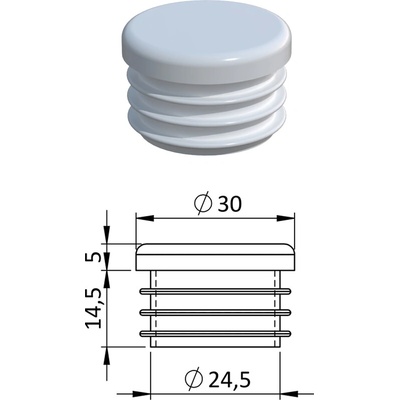 Vnitřní krytka kulatá ø 30 mm, plastová, bílá