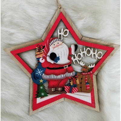 Drevená dekorácia hviezda na zavesenie