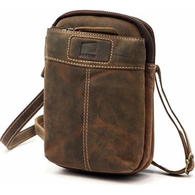 Nordee Pánská malá tříoddílová kožená Crossbody taštička pouzdro na mobil no. 04 hnědá