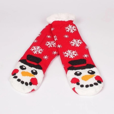 Мъжки коледни чорапи в червен цвят със снежен човек