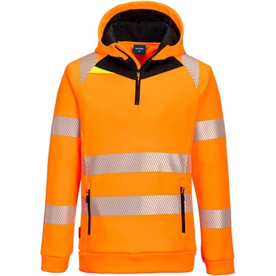 Portwest mikina DX482 Hi Vis s kapucí na zip reflexní Oranžovo čierna