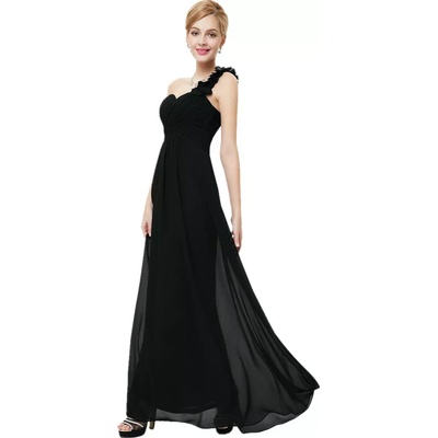 Шифонена рокля имперска кройка с едно рамо, черна