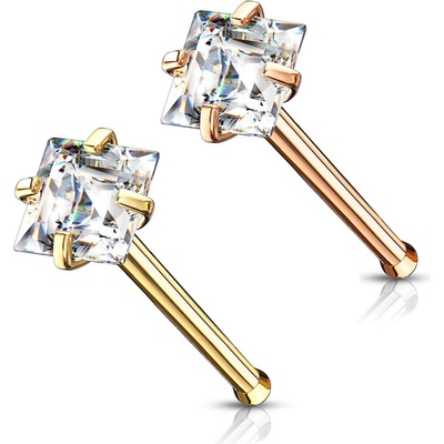 Šperky4U zlacený piercing do nosu čtvereček N0133GDC