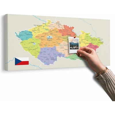 Obraz na korku štýlová mapa Česka s vlajkou