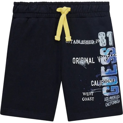 Guess Тъмно сини спортни панталони за мини момче с бродиран цветен надпис Guess