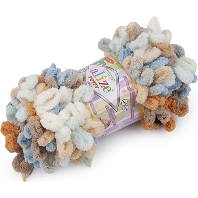 Pletací příze Alize Puffy color 100 g Varianta: 27 (6530) hnědá přírodní, Balení: 1 ks 49453/120177/261693