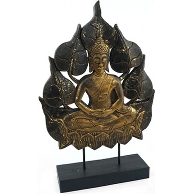 Dekorace dřevo Buddha Leaf 48 cm Barva: Černá