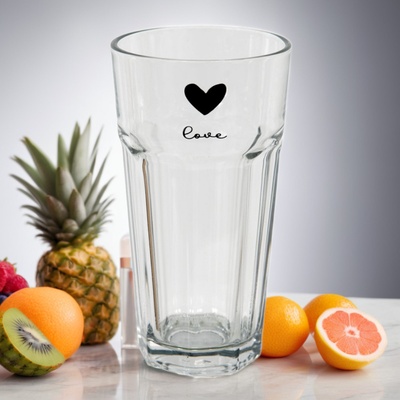 Clayre & Eef vysoká sklenička se srdíčkem Love 320 ml