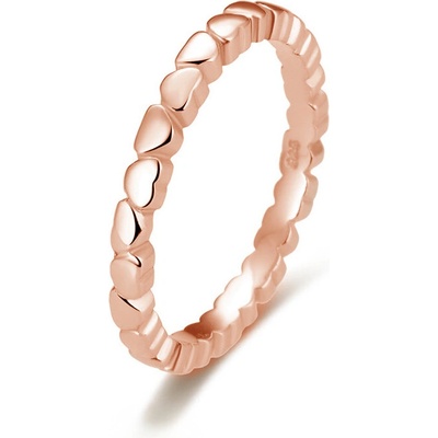Agato Minimalistický růžově pozlacený prsten se srdíčky AGG344 ROSE
