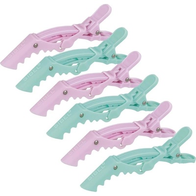 Sibel Gator Clips - štipce do vlasov "krokodílky" (P005202) Retro Summer Edícia - 6x11 cm - ružovo-modré (6ks/bal)