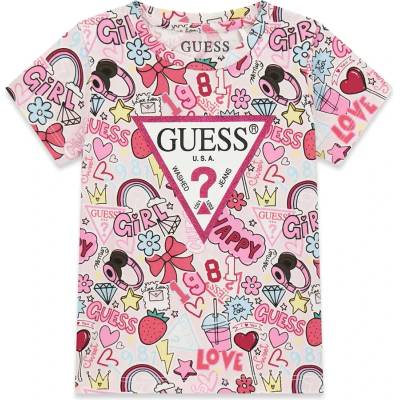 GUESS Тениска комикси за мини момиче с розово лого Guess