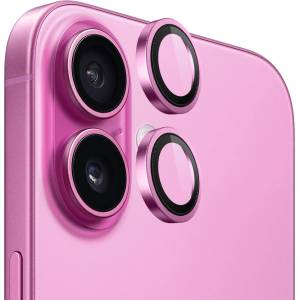 Blueo Протектор камера за iPhone 16 / iPhone 16 Plus - оригинален протектор за обектив с метална рамка - розов