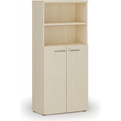 Primo Kombinovaná kancelárska skriňa WOOD, dvere na 3 poschodia, 1781 x 800 x 420 mm, breza