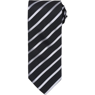 Premier Workwear Sportovní pruhovaná kravata PR784 Black Stripe