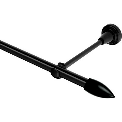OK-GarnýžeCZ Garnýž kovová jednořadá 16mm Špice černá 170 cm do stěny / na tunýlek - bez kroužků