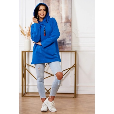 Fashionweek Mikina s kapucňou Oversized bavlnená K0160 modrá