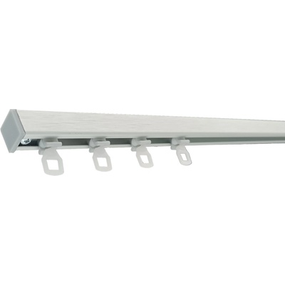 KovovégarnýžeCZ Kolejnice Madrid anodizovaná nerez (ELOX) 351-400cm, nacvakávací jezdec s háčkem