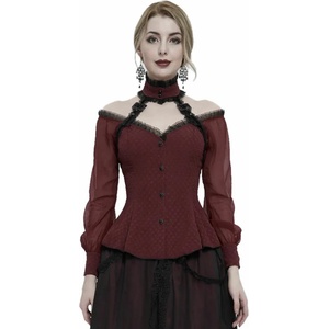Devil fashion блуза за жени devil fashion - Червена, готик риза с голи рамене - sht09502
