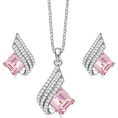 Grace Silver Jewellery stříbrná souprava šperků Swarovski Elements Marisa Rose SET2076-S0003(3) Růžová