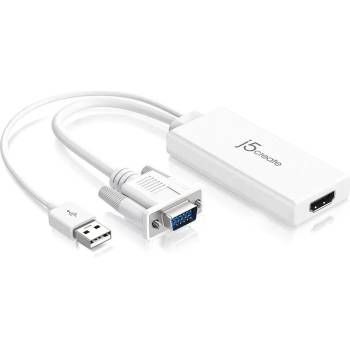 Image 1 of j5create Адаптер j5create - JDA214, VGА/USB/HDMI, бял (J5-JDA214)