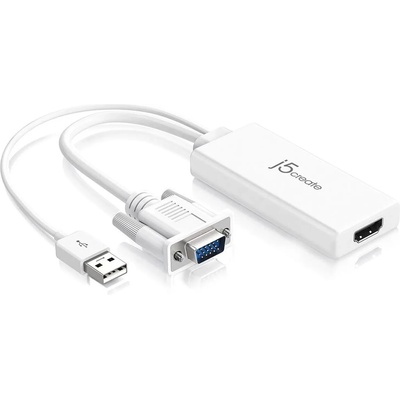 j5create Адаптер j5create - JDA214, VGА/USB/HDMI, бял (J5-JDA214)