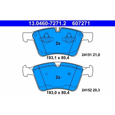 ATE 607271 Súprava brzdových doštičiek 13.0460-7271.2