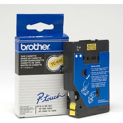 BROTHER TC-691 žlutá / černá, 9mm TC691