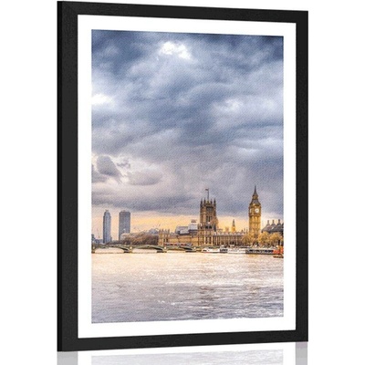 Plakát s paspartou jedinečný Londýn - 30x45 silver
