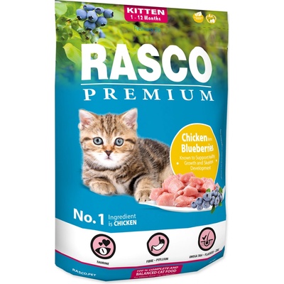 Rasco Premium Cat Kibbles Kitten kuracie mäso blueberries 0,4 kg