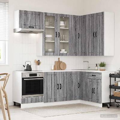vidaXL Кухненски единица LUCCA 8 pcs Сив Сонома Инженерна дървесина (3438483)