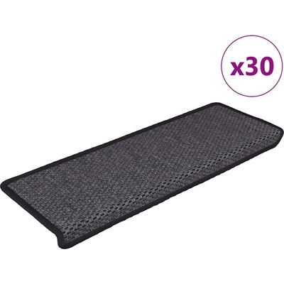vidaXL Самозалепващи стелки за стълби сизал 30 бр 65x21x4 см антрацит (3365885)