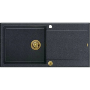Quadron Unique Evan 146 XL вградена мивка от композитен материал, черен диамант - злато 100x50 см (HCQE10050U8_PVDG1_P2O) Мивка за вграждане
