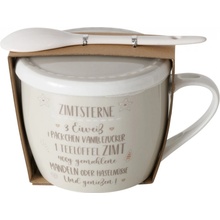 Boltze Home Hrnek s víčkem a lžičkou BAKERY porcelánový béžová 600 ml