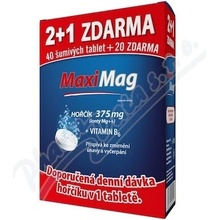 MaxiMag Hořčík+B6 šumivé tabliet 2+1 ZDARMA 3x20 tabliet