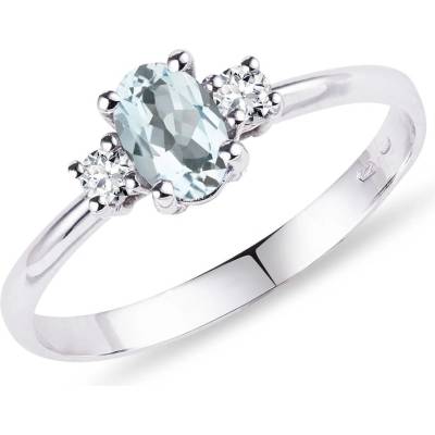 Klenota Akvamarínový zlatý prsten s diamanty k0231062