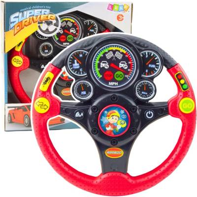 LeanToys Interaktivní volant pro děti, světla, zvuky, vibrace, červená