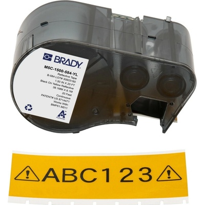 Brady M5C-1500-584-YL / 170938, 38.10 mm x 6.10 m, Plastic, čierna tlač / žltý podklad