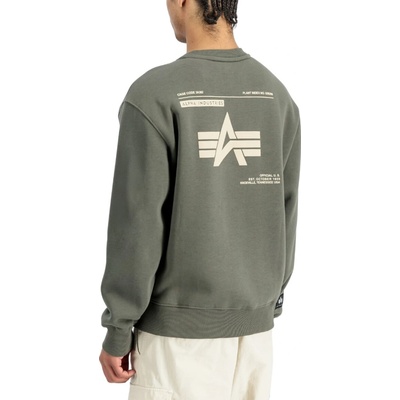 Alpha Industries mikina pánska Label Sweatshirt Backprint dark olive
