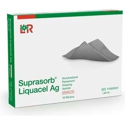 Suprasorb Liquacel Ag - 5 x 5 cm—Krytí s hydrovláknem a stříbrem, 10 ks