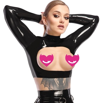 LateX Open Cup Latex Crop Top 2901366 Black XXL