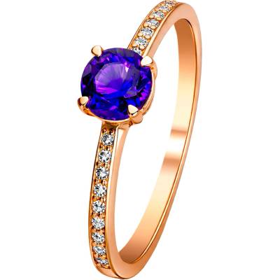 Zlaton Prsten růžové zlato s iolitem osazený diamanty 000100807257