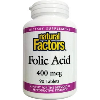 Natural Factors Folic Acid, 400 mcg, 90 таблетки, Natural Factors