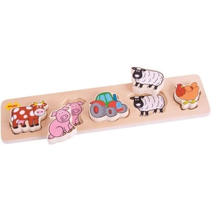 Bigjigs Toys Дървен триизмерен пъзел Bigjigs - Ферма (BB014) - baby
