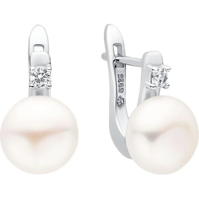 Gaura Pearls stříbrné náušnice s bílou perlou a zirkony Thalia SK22509EL/W stříbrná Bílá