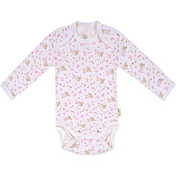 Image 1 of Bio Baby Боди с дълъг ръкав Bio Baby - органичен памук, 74 cm, 6-9 месеца, бяло-розово (97220133)
