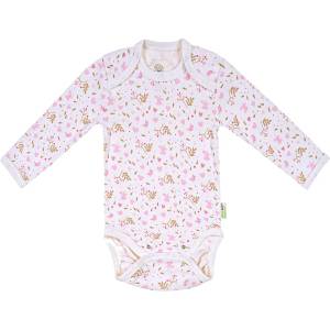 Bio Baby Боди с дълъг ръкав Bio Baby - органичен памук, 74 cm, 6-9 месеца, бяло-розово (97220133) - ozone