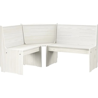 vidaXL Ъглова пейка REINE, 151 см, борово дърво масив, бяла (327247)